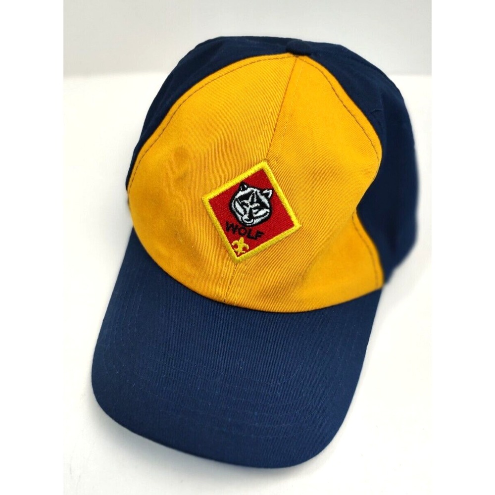 Boy Scouts Cub Scout Wolf Hat Cap Adjustable Snap Youth M/L‎ Yellow & Blue
